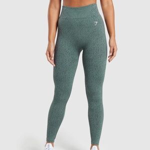 Gymshark grey and teal full length ribbed leggings size Medium